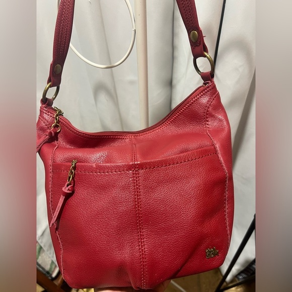 The Sak Red and Gold Leather Shoulder Bag with Slouchy Design - Picture 1 of 13